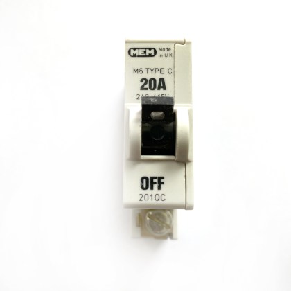 MEM 201QC M6 20A 20 Amp MCB Circuit Breaker Type C